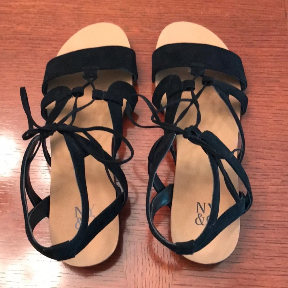 NY & Co Black Strappy Sandal Black